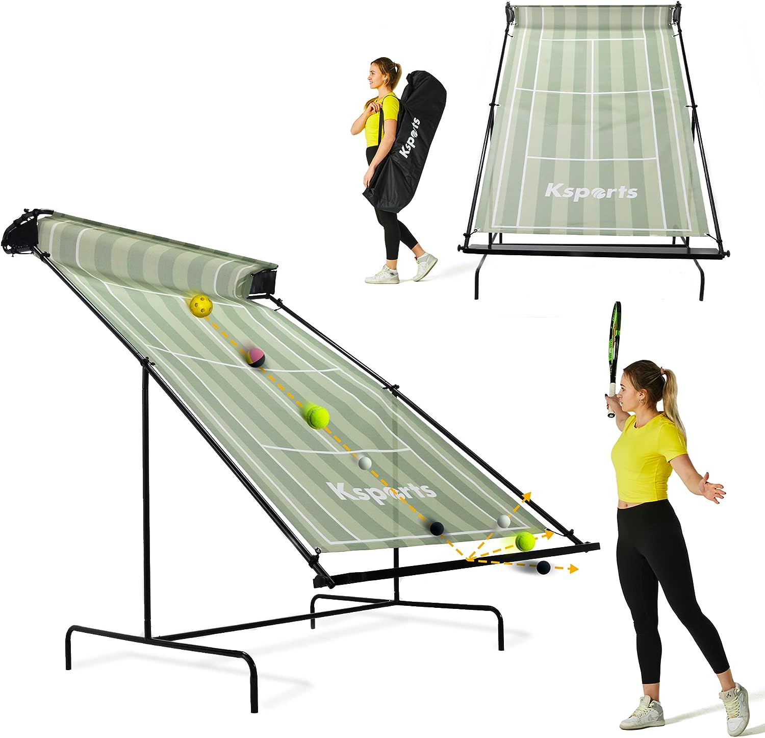 Racquet Sports Tennis Rebounder Net Large/Regular for Indoor/Outdoor Use for Tennis, Pickleball, Padel, Squash, Racquetball, & Table Tennis w/Carry Bag