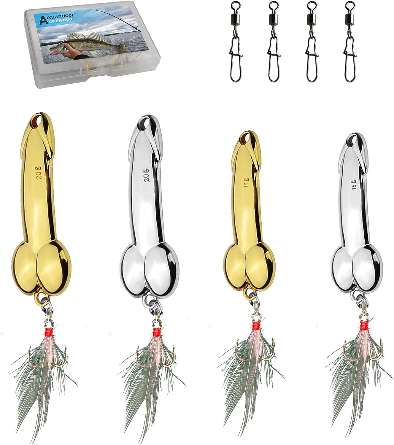 Bass Fishing Lure, Fishing Spoons, Topwater Fishing Lures with Trebles Hooks, Trout Fishing Lures, Fishing Tackle for Freshwater and Saltwater