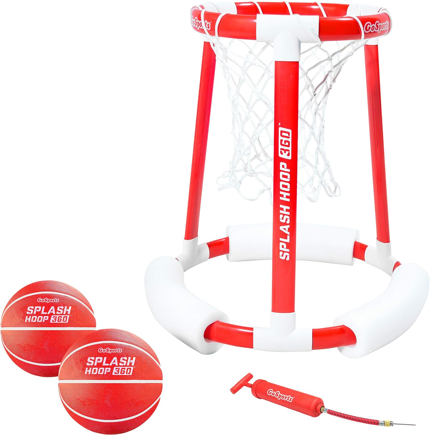 GoSports Splash Hoop 360 Floating Pool Basketball Game | Includes Hoop, 2 Balls and Pump